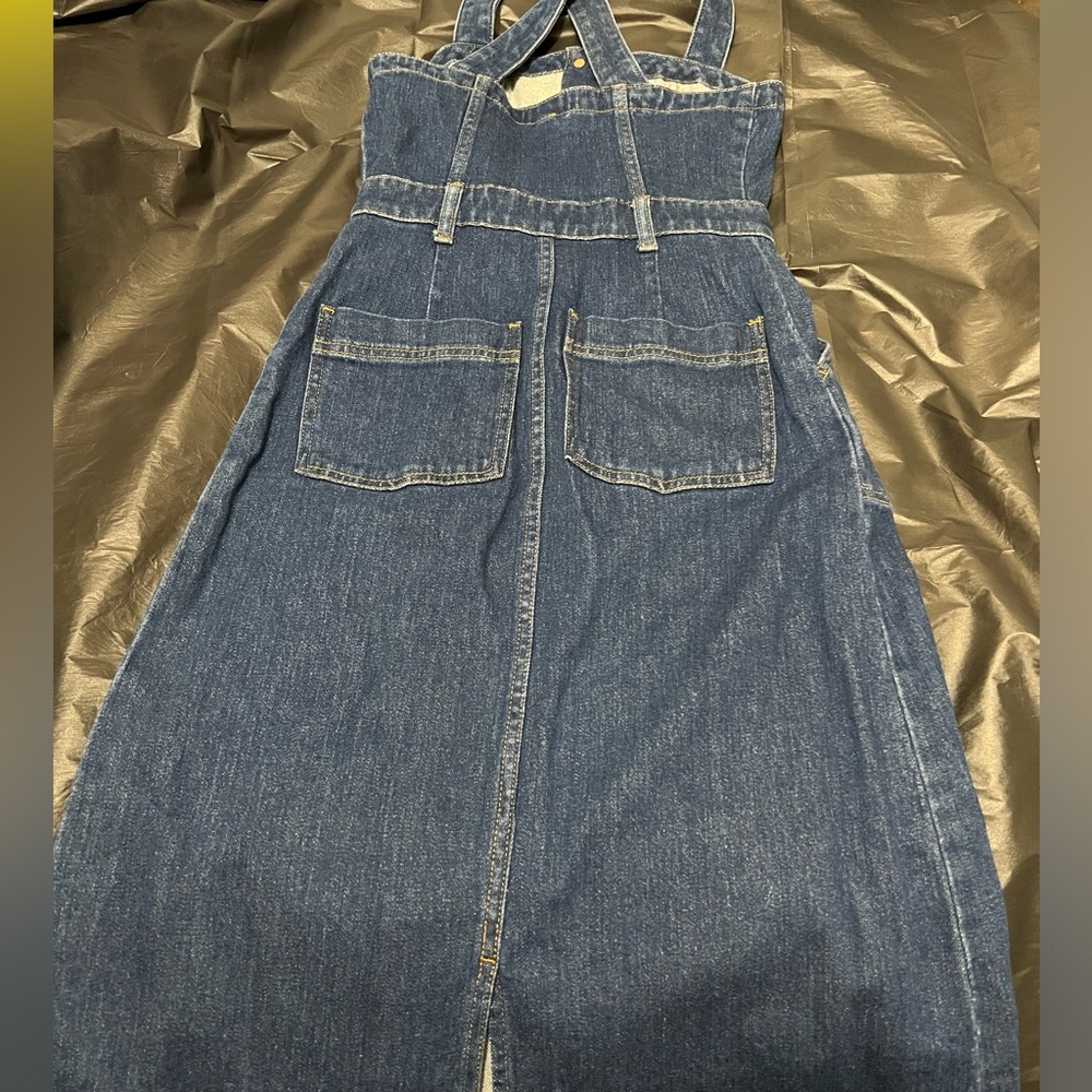 J.Crew Denim Apron Dress in Washed Indigo Button Down Stretch Jean - Picture 7 of 9